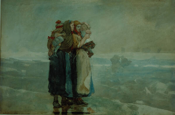 Winslow Homer, American, 1836-1910, "Forebodings," 1881, watercolor, 14 7/16 x 21 9/16 in. (36.…