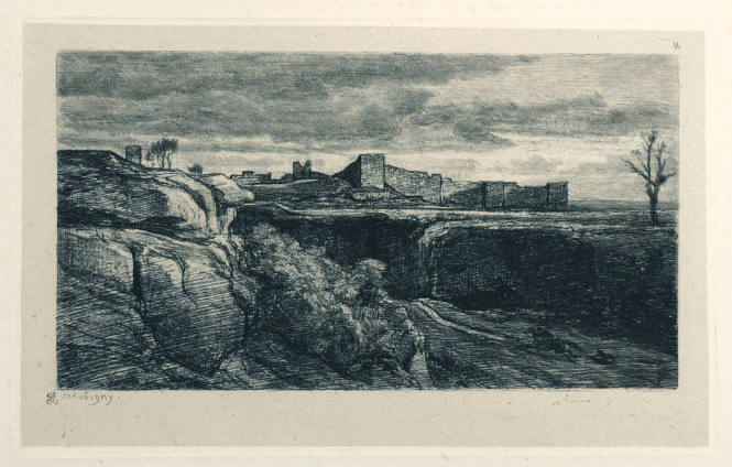 Charles François Daubigny (French, 1817 – 1878), Ruins of the Chateau of Cremieux (Les Ruines d…