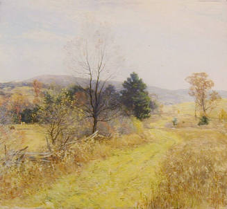 Willard Leroy Metcalf, American, 1858-1925,  Late Autumn, ca.1924, oil on canvas, 28 1/16 x 29 …