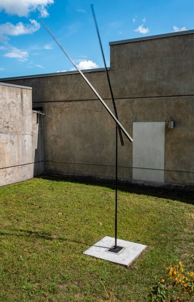 George Rickey (American, 1907 – 2002), Two Lines Bronze Horizontal, 1964, Sheet bronze, 106 ½ x…