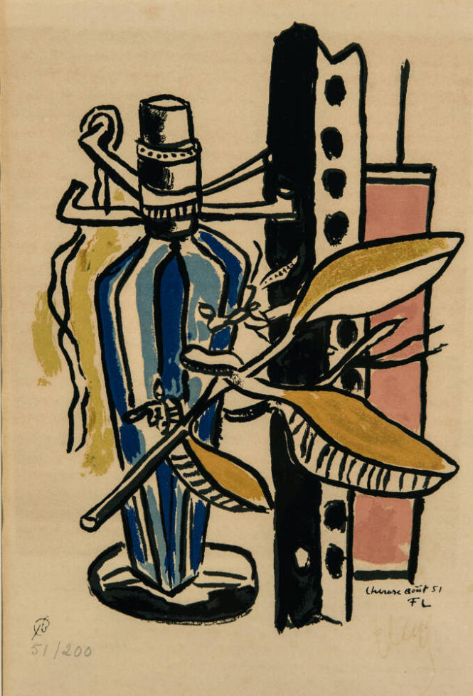 Fernand Léger (French, 1881 – 1955), La Bouteille Bleue, 1951, Serigraph (silk screen), 12 5/8 …