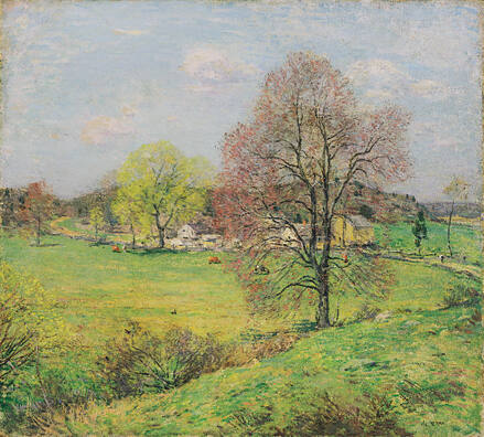 Willard Leroy Metcalf (American, 1858 - 1925), The Blossoming Maple, ca. 1909, oil on canvas, 2…