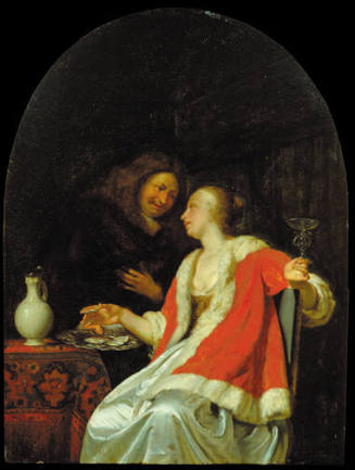 After Frans van Mieris (Dutch, 1635 – 1681), "The Oyster Meal", ca. 1680, Oil on copper, 10 15/…