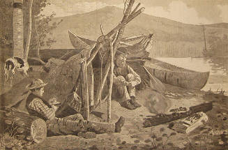 Winslow Homer (American, 1836-1910) Camping Out in The Adirondack Mountains, 1874, wood engravi…