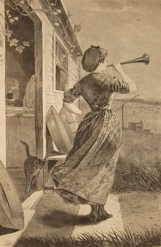 Winslow Homer ( American, 1836 - 1910)  The Dinner Horn, 1870, wood engraving, 13 5/8 x 9 in., …