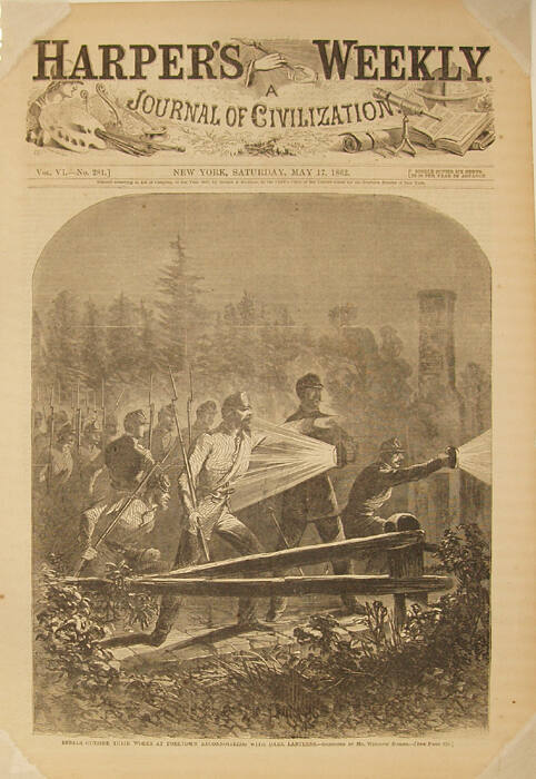 Rebels Outside  Their Works at Yorktown- Reconnoitering [sic] with Dark Lanterns