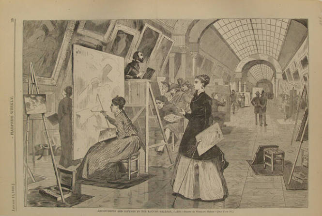 Art Students and Copyists in the Louvre Gallery, Paris