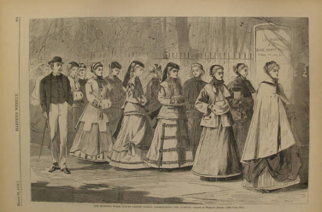 The Morning Walk- Young Ladies' School Promenading the Avenue