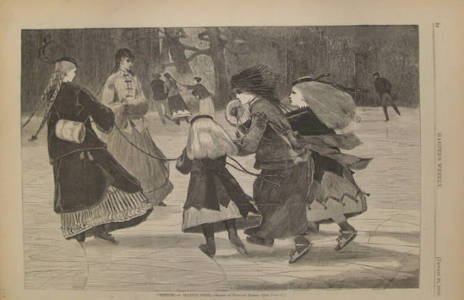 Winslow Homer (American, 1836 - 1910) Winter: A Skating Scene, 1868 ,wood engraving, 10 5/8 x 1…