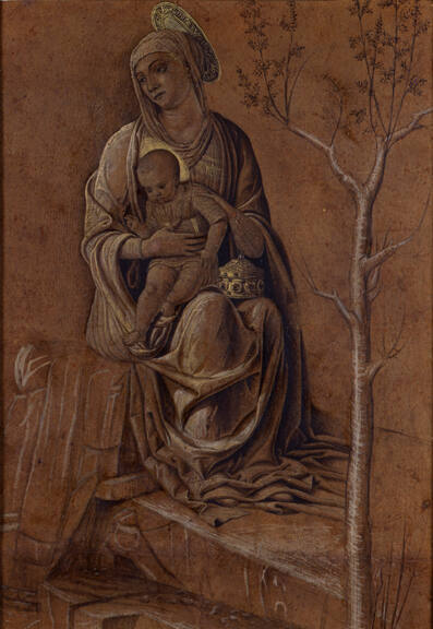 after Andrea Mantegna, Italian, 1431-1506, Madonna  and Child, 1464-1470, brush and ink heighte…