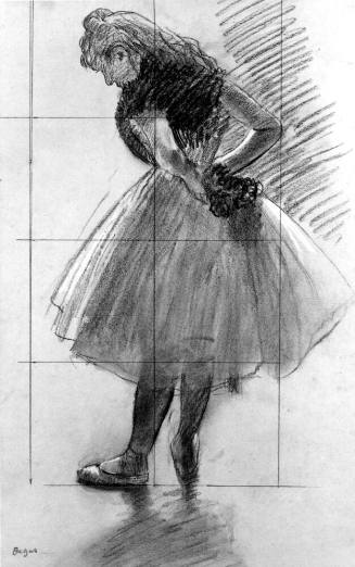 Edgar Degas (French, 1834 - 1917)  Dancer Tying Her Scarf, ca. 1879, Charcoal heightened with w…