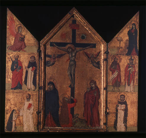 Master of Monte Oliveto, (Italian, active ca. 1305 - 1330) Crucifixion Triptych, ca. 1325, temp…